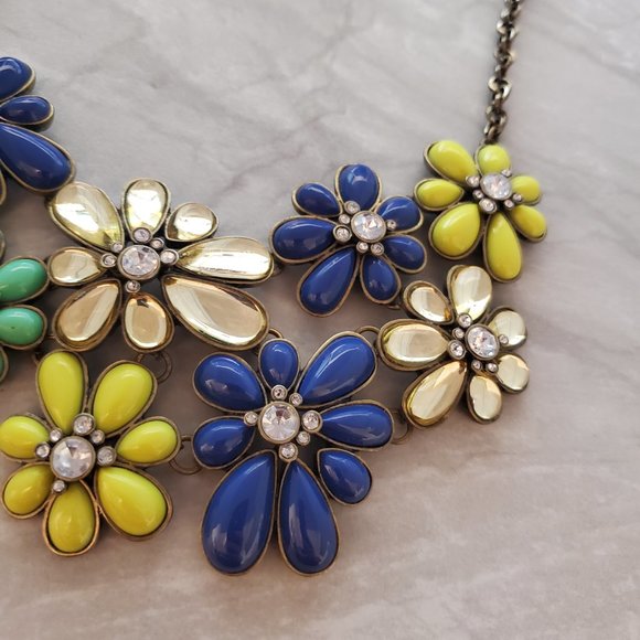 💐 J.Crew Retro Antique Flower Floral Rhinestone Crystal Pave Statement 💐 - Picture 8 of 16